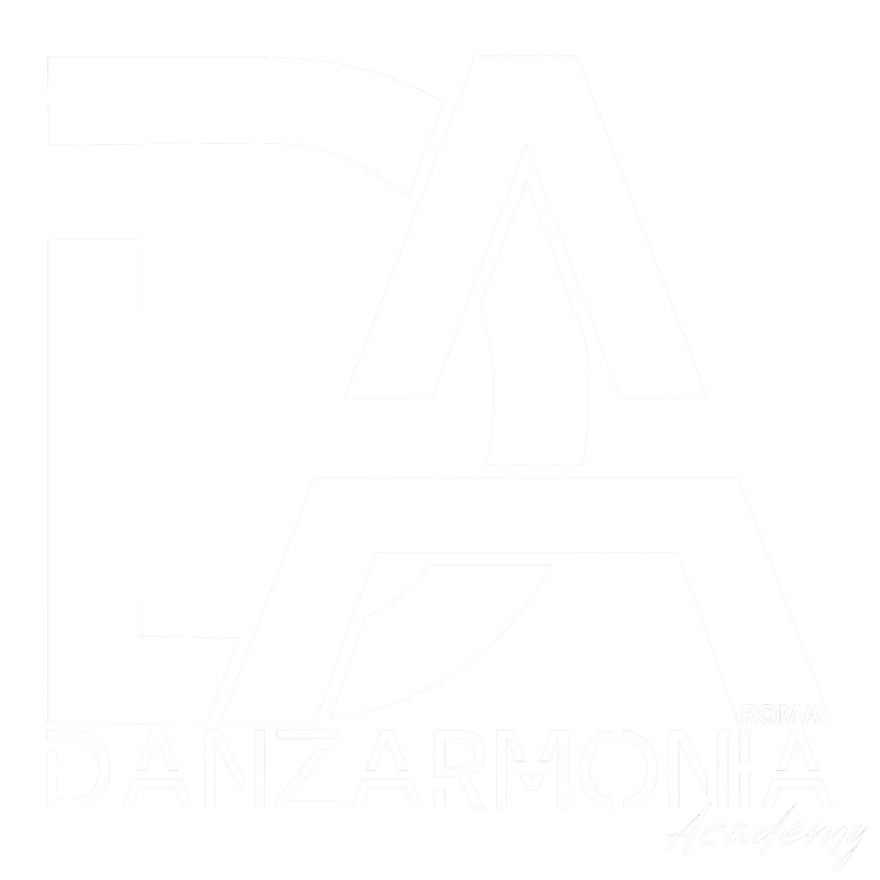 Logo stilizzato di Danzarmonia Roma, con lettere bianche su sfondo nero.